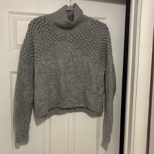 Free People Textured Gray Turtleneck Sweater